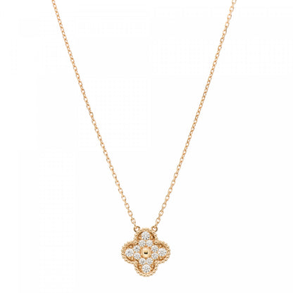 Van Cleef & Arpels 18K Yellow Gold Diamond Vintage Alhambra Pendant Necklace 1 of 5