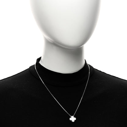 Van Cleef & Arpels 18K White Gold Mother of Pearl Vintage Alhambra Pendant Necklace 2 of 6