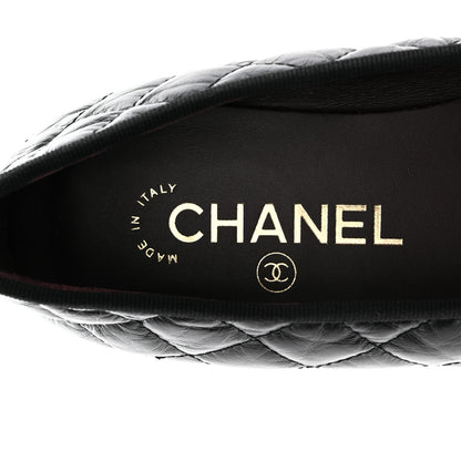 Chanel Aged Calfskin Quilted Cap Toe Ballerina Flats 38.5 Black 7 of 10