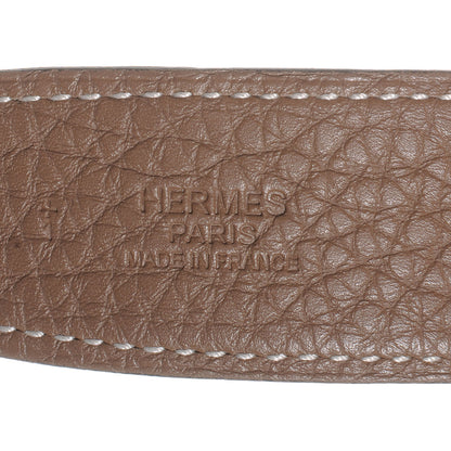 Hermes Taurillon Clemence Box Reversible Constance 32mm Belt Strap 90 Etoupe Noir 3 of 5