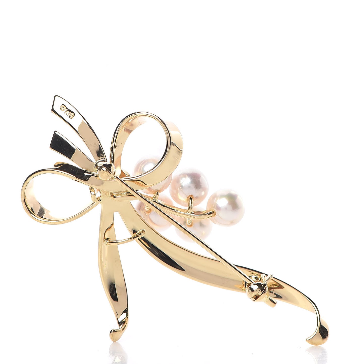 18K Yellow Gold Akoya Pearl 6.5-7mm Ribbon Brooch Pin