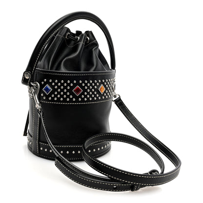 Saint Laurent Smooth Calfskin Studded Small Bahia Drawstring Bucket Bag Black Multicolor 2 of 9