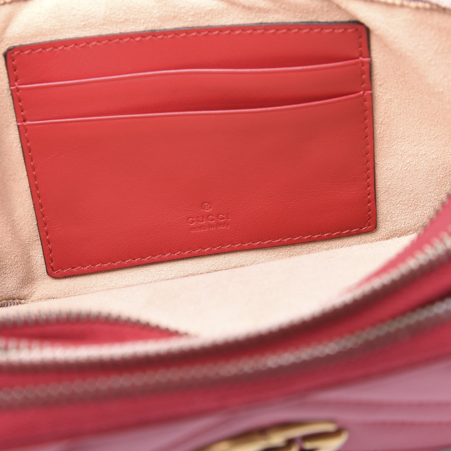 Gucci Calfskin Matelasse Mini GG Marmont Chain Crossbody Bag Hibiscus Red 7 of 10
