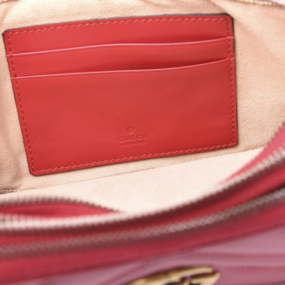 Gucci Calfskin Matelasse Mini GG Marmont Chain Crossbody Bag Hibiscus Red 7 of 10