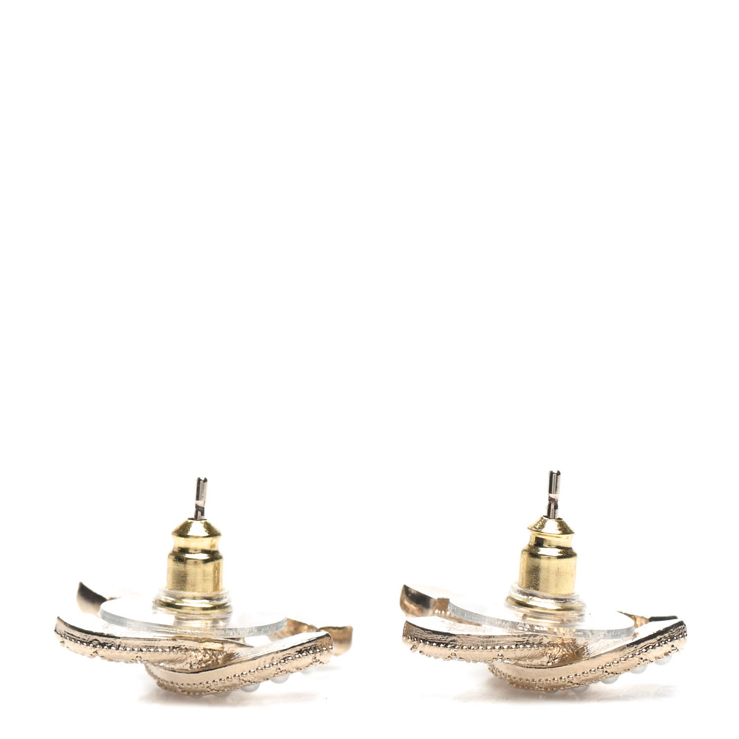 Chanel Pearl Crystal CC Earrings Gold 3 of 5