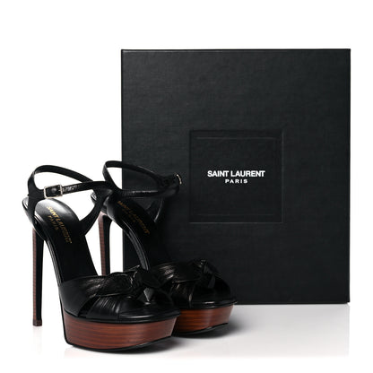 Saint Laurent Vendome Bianca Bow Platform Sandals 37 Black 10 of 10