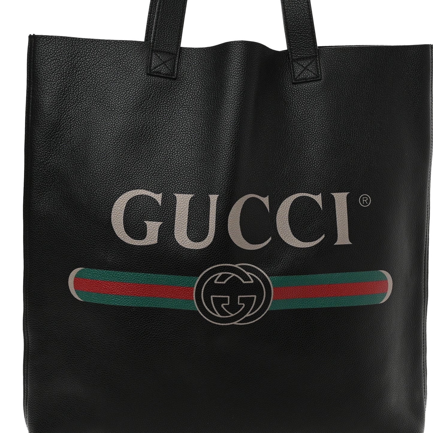 Calfskin Mens Logo Vertical Shopping Tote Black