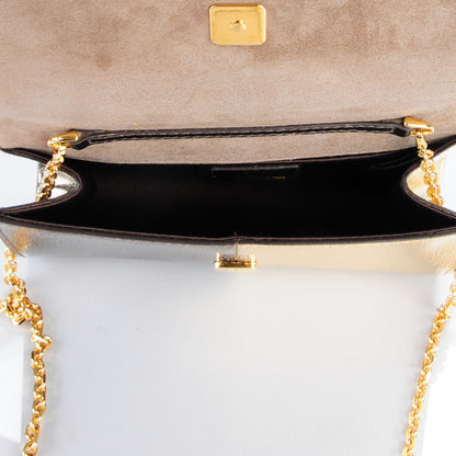 Fendi Vitello Mirror Elite Bi-Color Mini Rush Clutch Gold Grey 5 of 8