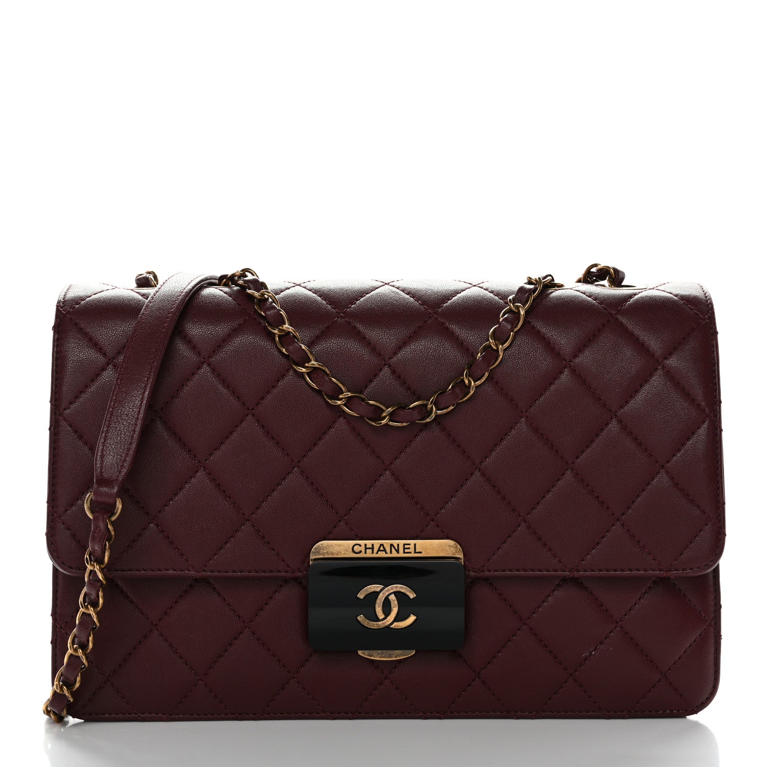 Chanel Sheepskin Quilted Large Beauty Lock Flap Burgundy 1 of 12