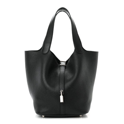 Hermes Taurillon Clemence Picotin Lock 22 MM Black 1 of 17