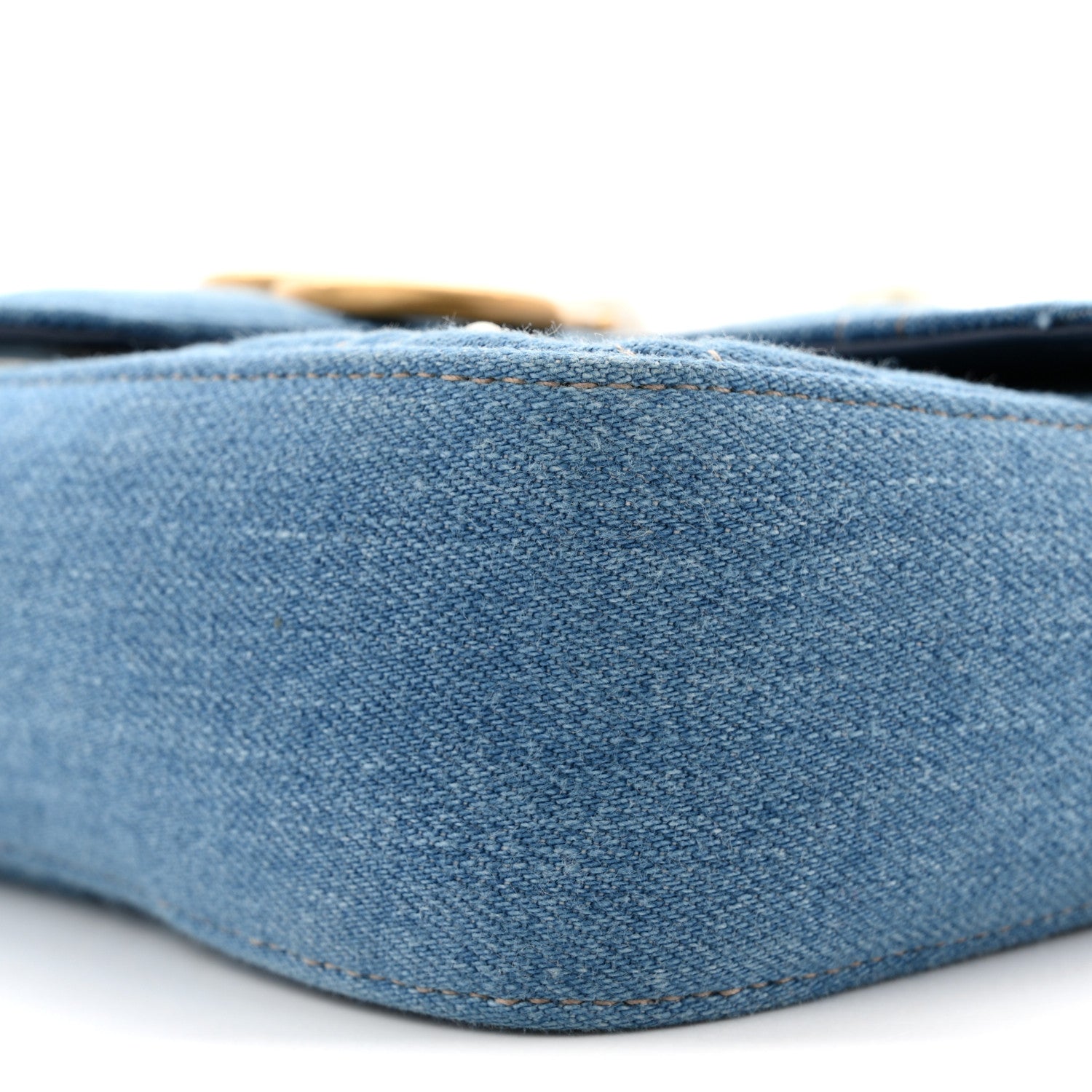 Gucci Denim Matelasse Pearl Studded Mini GG Marmont Shoulder Bag Blue 10 of 10
