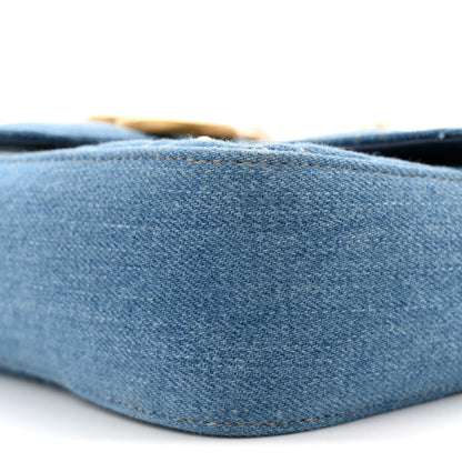 Gucci Denim Matelasse Pearl Studded Mini GG Marmont Shoulder Bag Blue 10 of 10