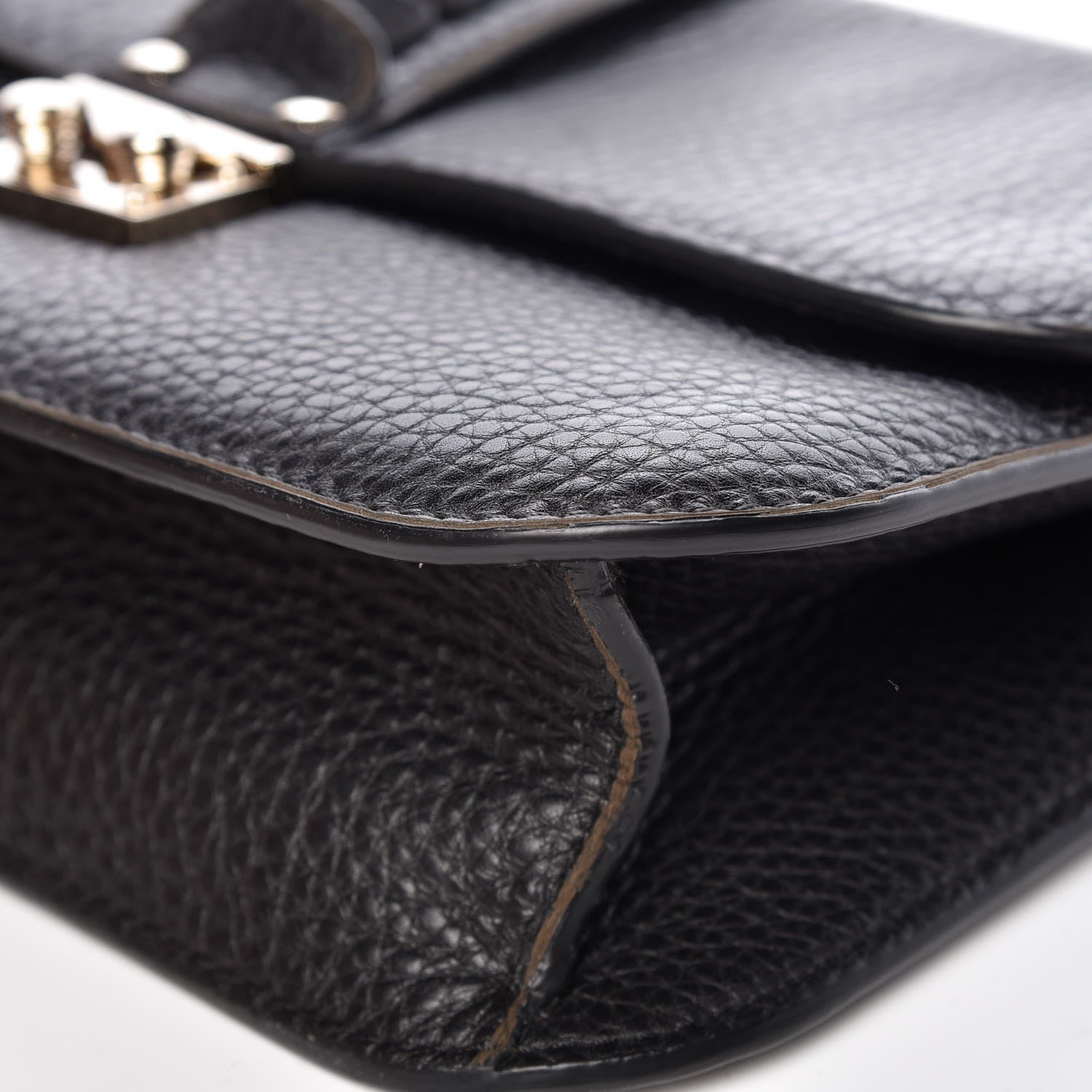 Valentino Garavani Pebbled Calfskin Medium Glam Lock Rockstud Flap Black 10 of 12