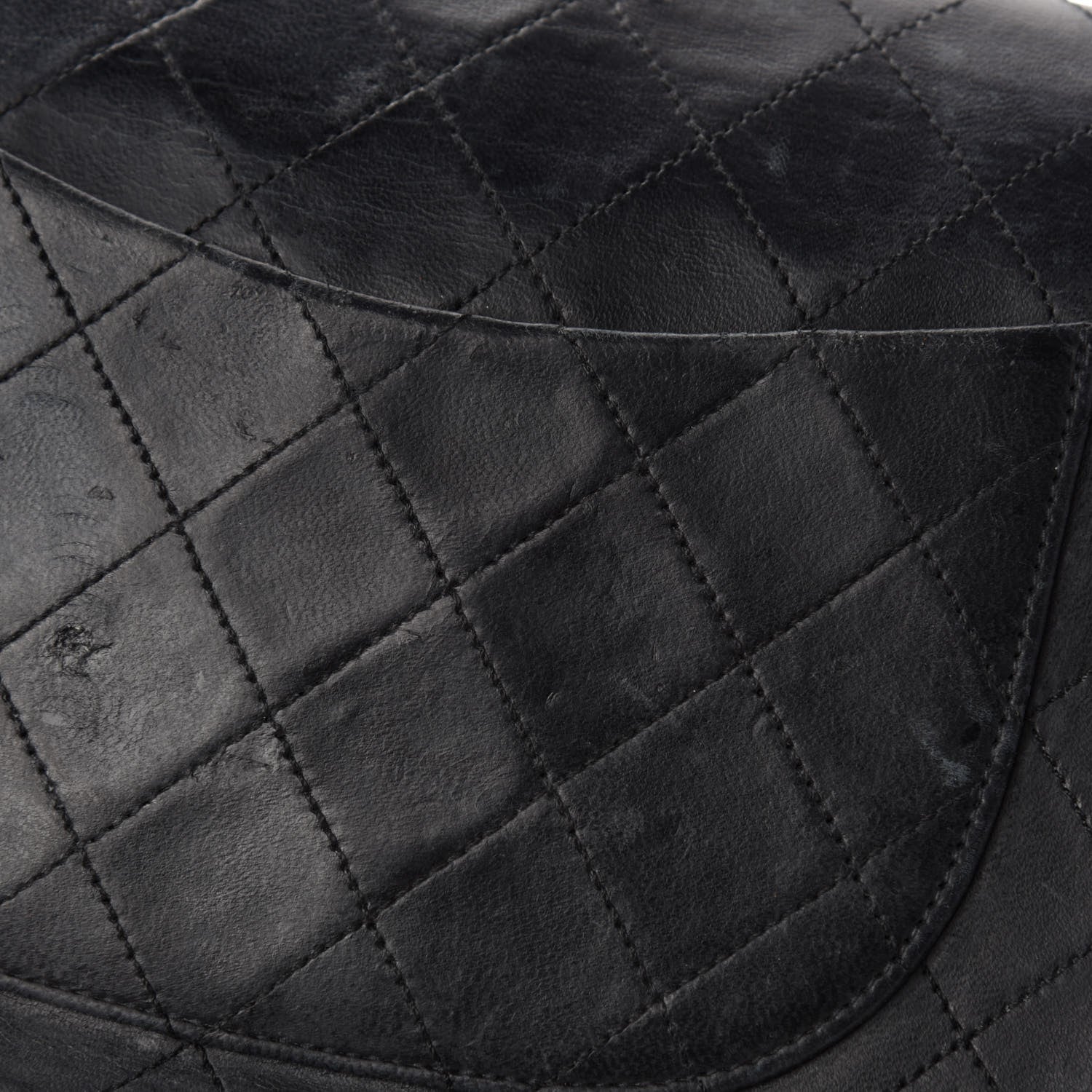 Chanel Lambskin Quilted Medium Double Flap Black 10 of 17