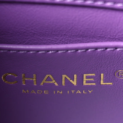 Chanel Lambskin Enamel Quilted Mini Pending CC Square Flap Purple 6 of 9