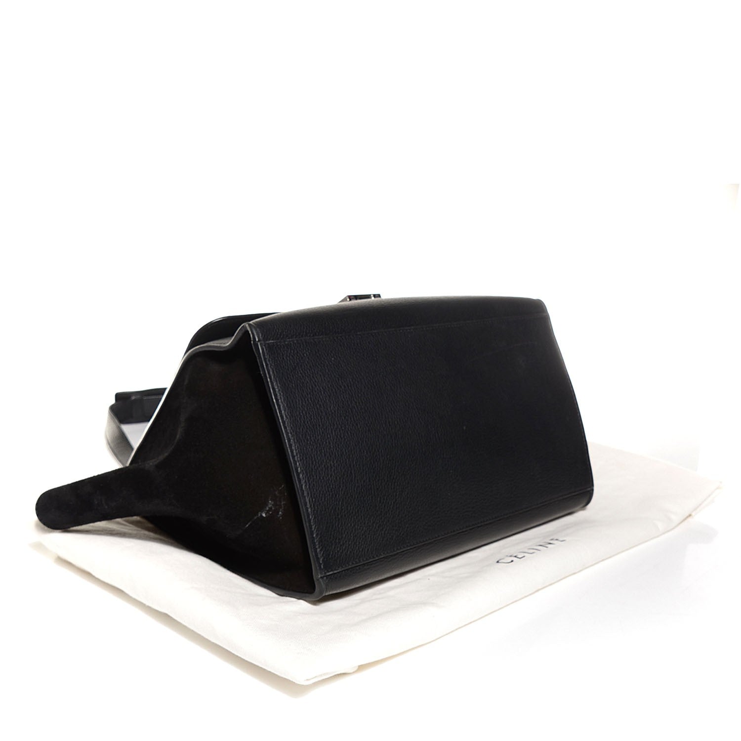 Celine Drummed Calfskin Suede Medium Trapeze Black 4 of 9