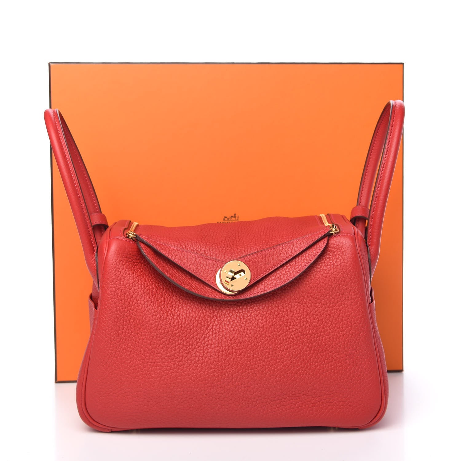 Hermes Taurillon Clemence Lindy 26 Rouge Casaque 10 of 10