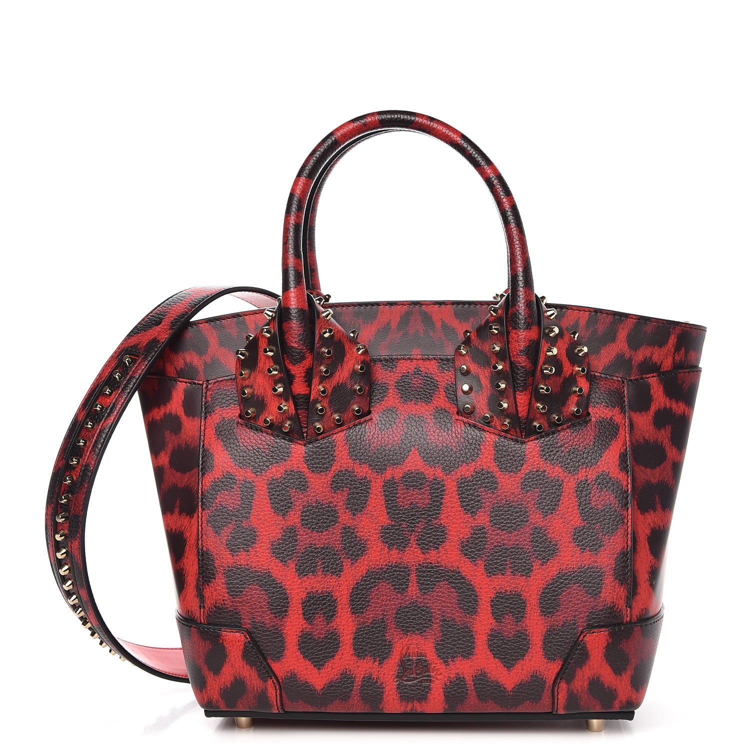 Christian Louboutin Calfskin Empire Leopard Print Small Eloise Tote Red 1 of 7