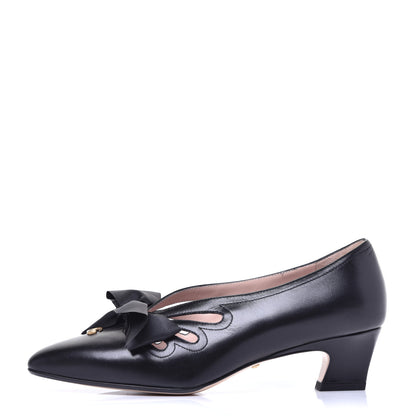 Gucci Malaga Kid Bow Berith Low Heel Pumps 37.5 Black 1 of 10