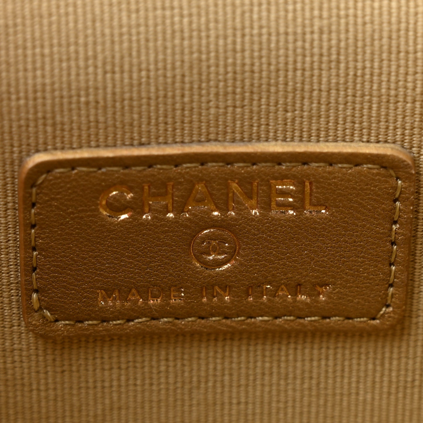 Lambskin Quilted Pearl Crush Mini Vanity Case With Chain Beige