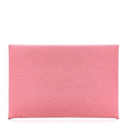 Hermes Chevre Chandra Verso Calvi Card Case Rose Confetti Brique 1 of 7