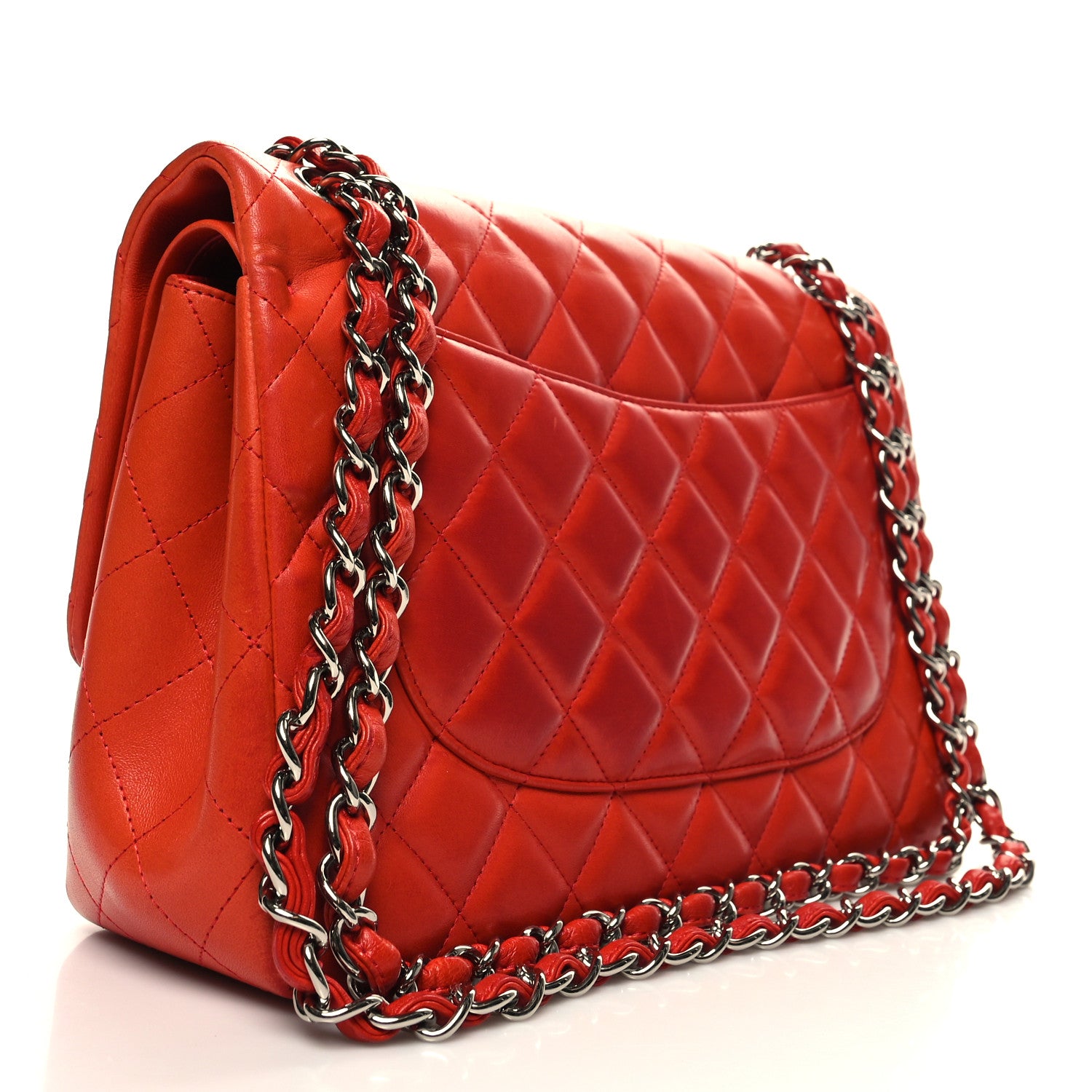 Chanel Lambskin Quilted Jumbo Double Flap Red 3 of 13