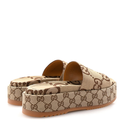 Gucci Monogram Maxi GG Angelina Platform 55mm Slide Sandals 39.5 Camel Ebony 5 of 10