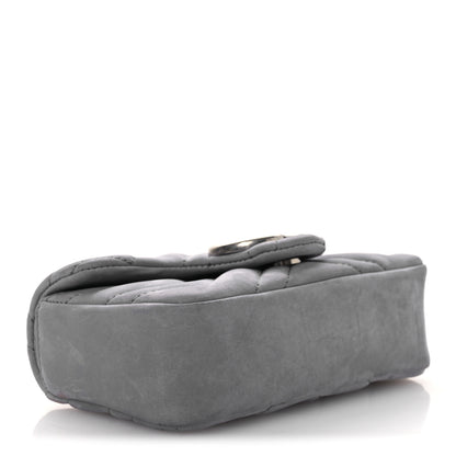 Gucci Nubuck Matelasse Mini GG Marmont Shoulder Bag Grey 4 of 11