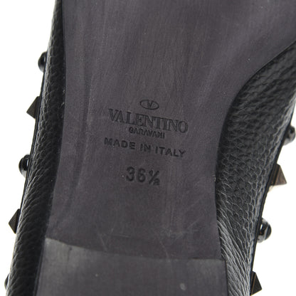 Valentino Garavani Pebbled Calfskin Onyx Rockstud Rolling Ballerina Flats 36.5 Black 7 of 16