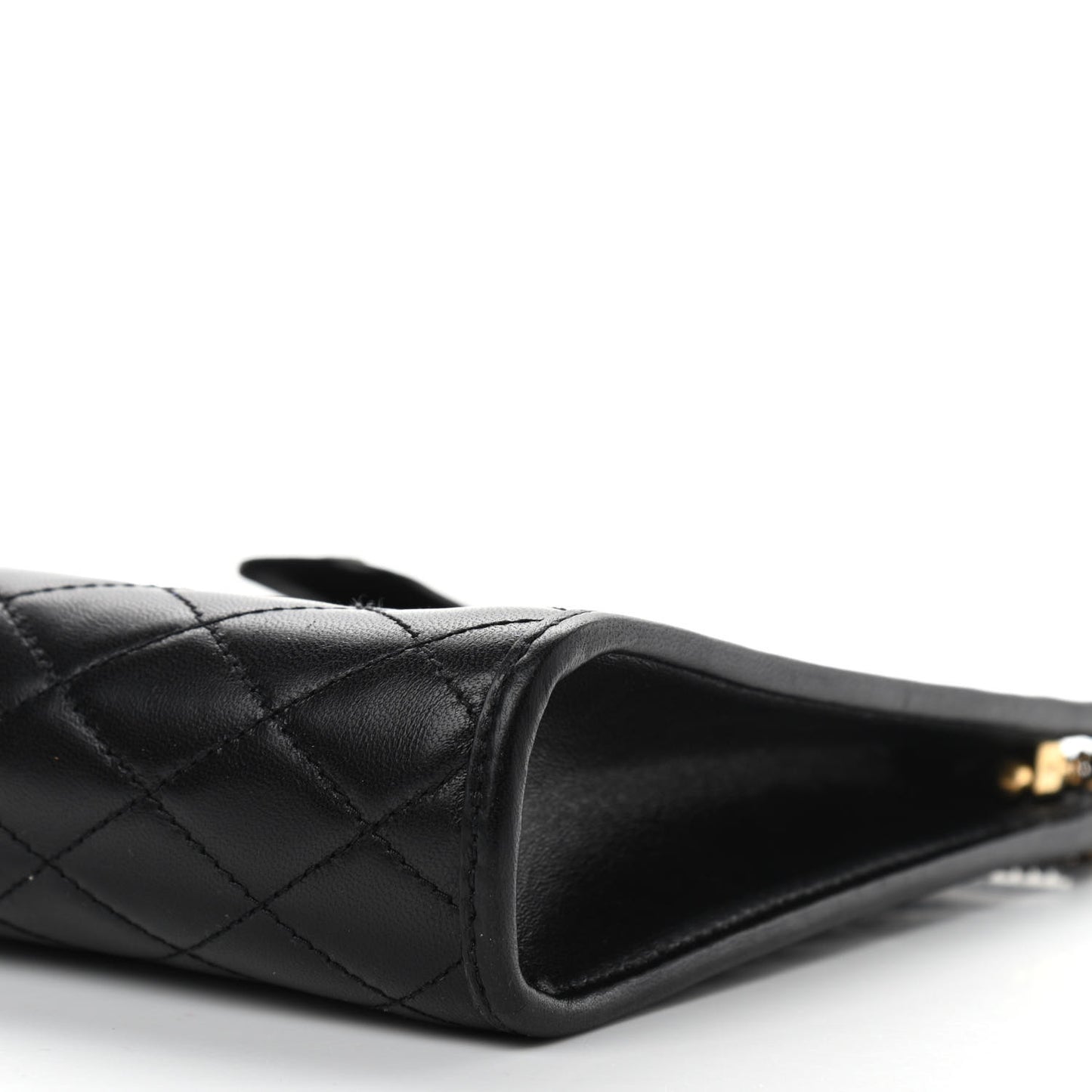 Lambskin Quilted Monogram Baby Victoire Chain Clutch Bag Black