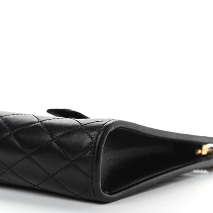Saint Laurent Lambskin Quilted Monogram Baby Victoire Chain Clutch Bag Black 9 of 9
