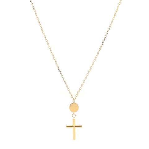 18K Yellow Gold Cross Pendant Necklace