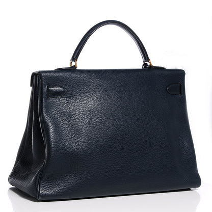 Hermes Taurillon Clemence Kelly 40 w/ Pelican Cadena Lock Bleu Marine 23 of 39