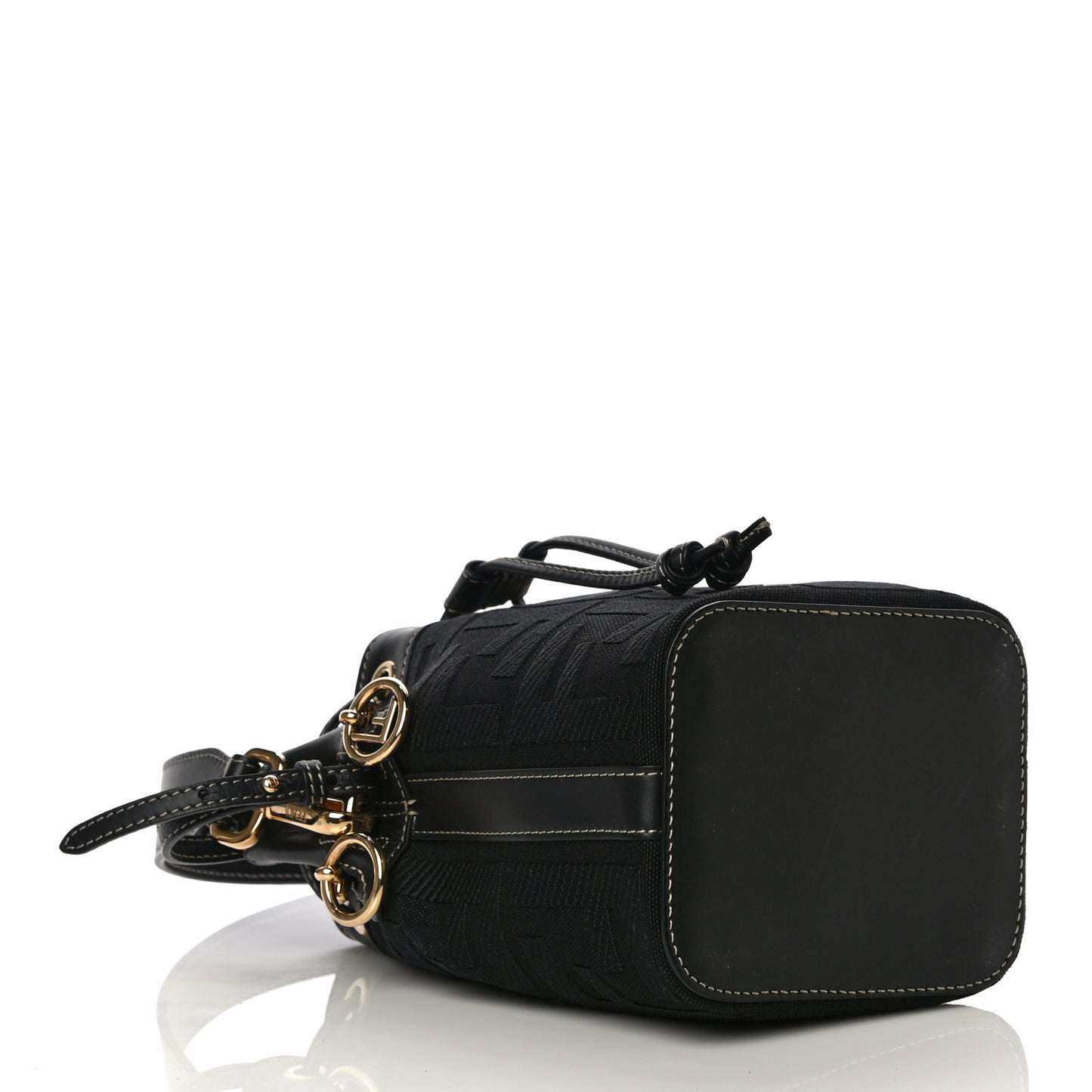 Canvas Vitello King F is Fendi FF Embroidered Mini Mon Tresor Bucket Bag Black