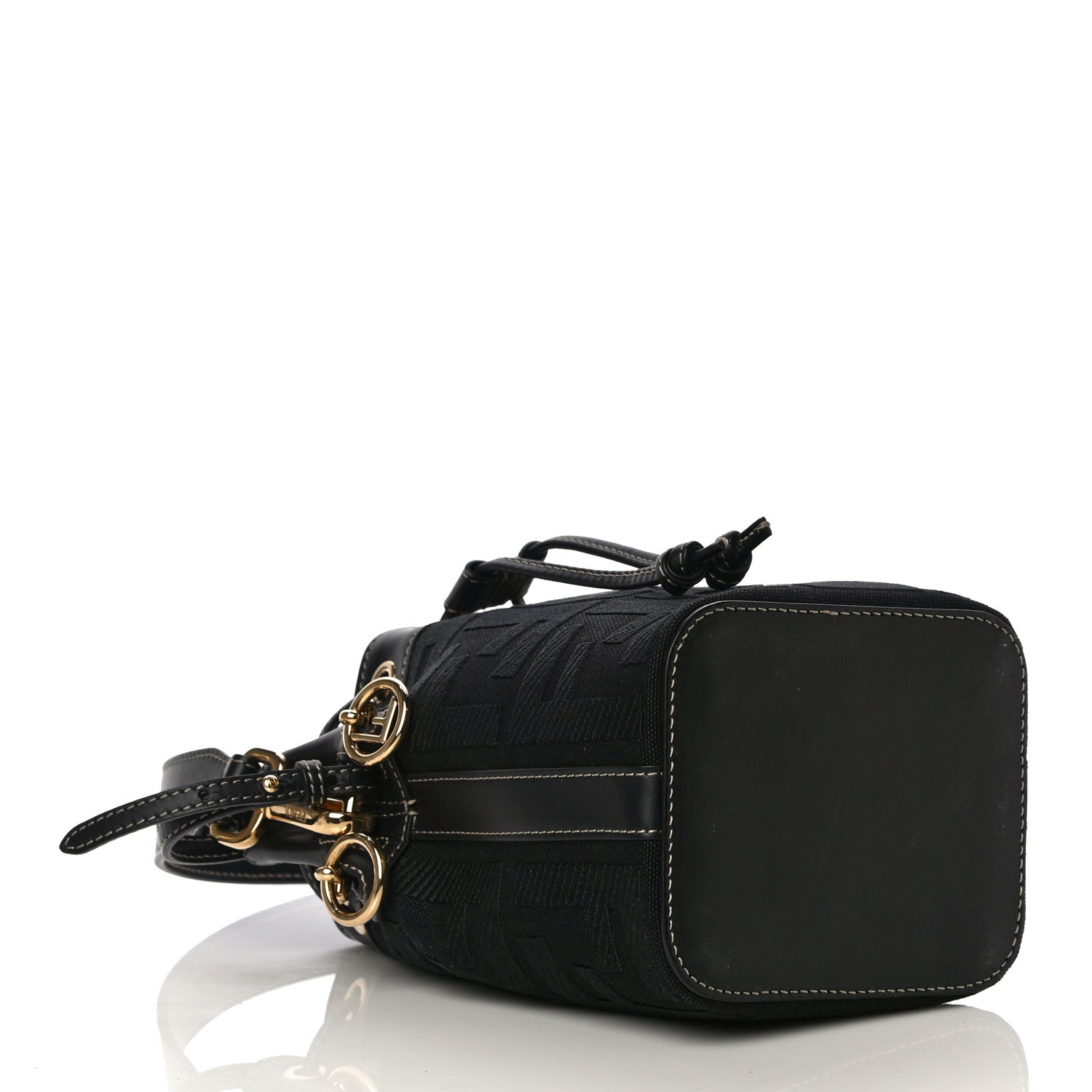 Fendi Canvas Vitello King F is Fendi FF Embroidered Mini Mon Tresor Bucket Bag Black 3 of 9