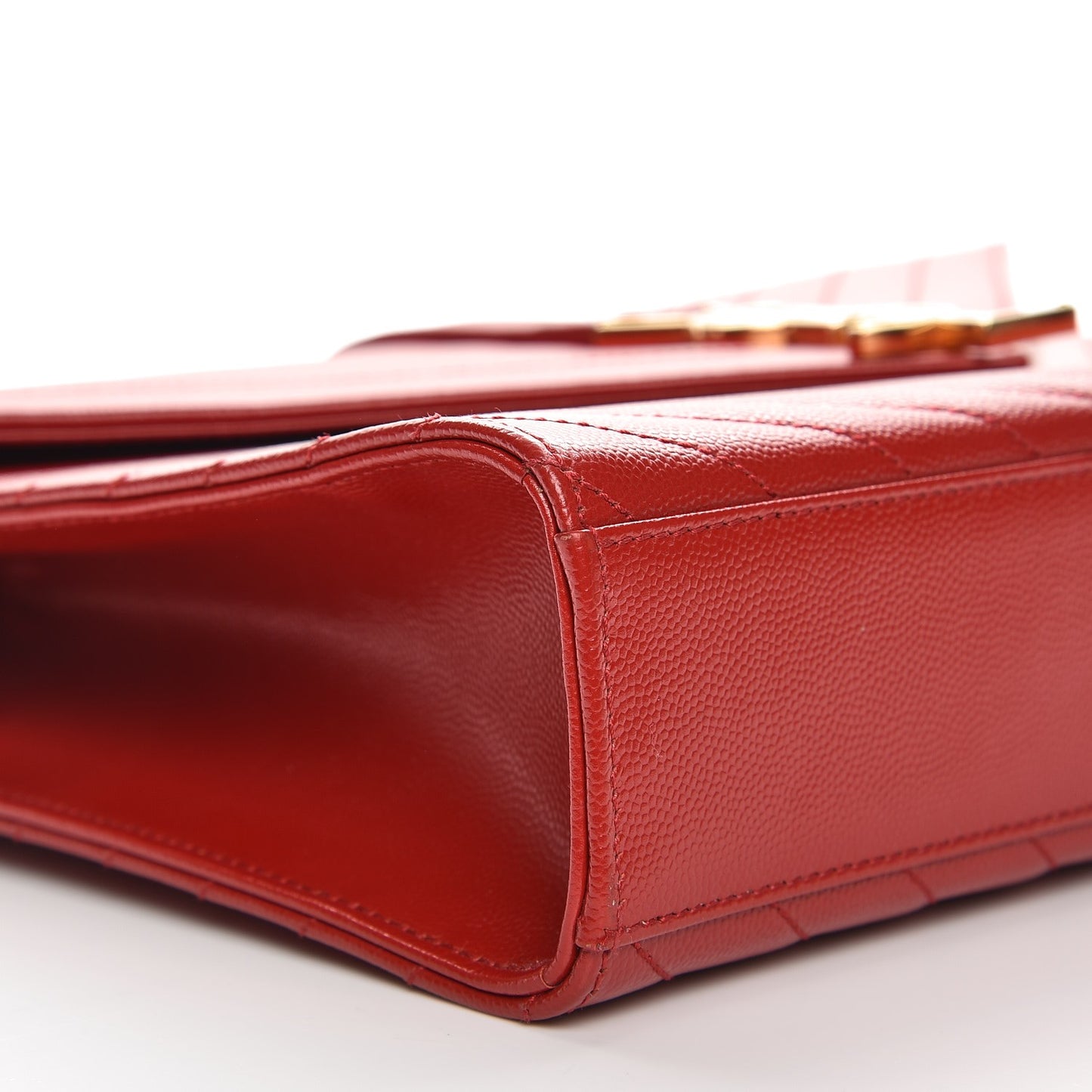 Grain De Poudre Matelasse Chevron Large Monogram Satchel Lipstick Red