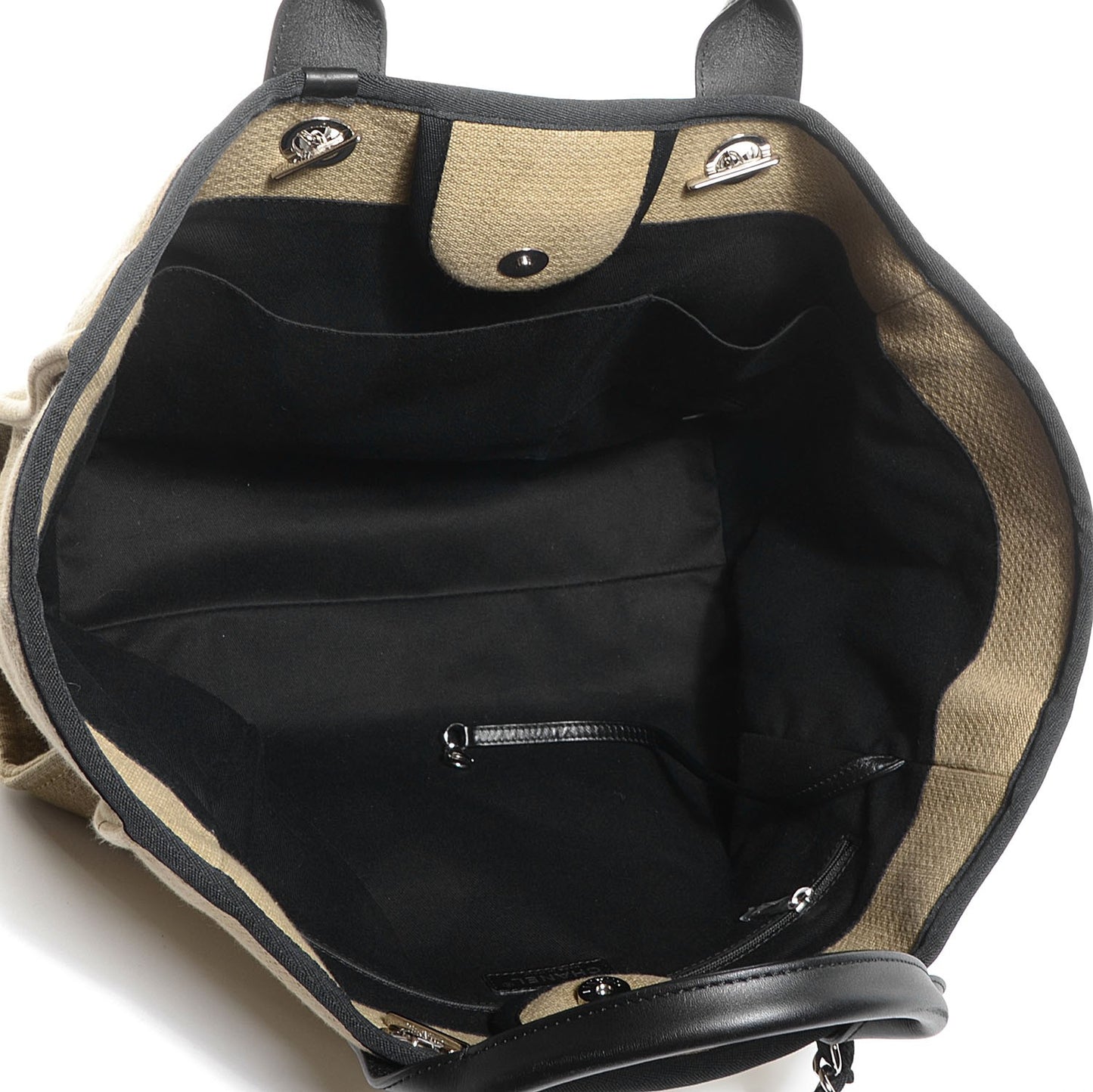 Canvas Deauville Large Tote Beige Black
