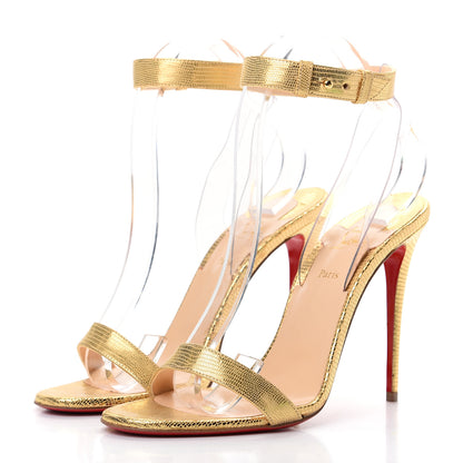 Christian Louboutin Nappa PVC Jonatina 100 Sandals 39 Gold 3 of 9