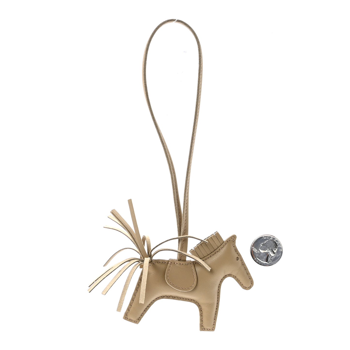 Milo Lambskin Grigri Rodeo Horse Bag Charm PM Beige Marfa