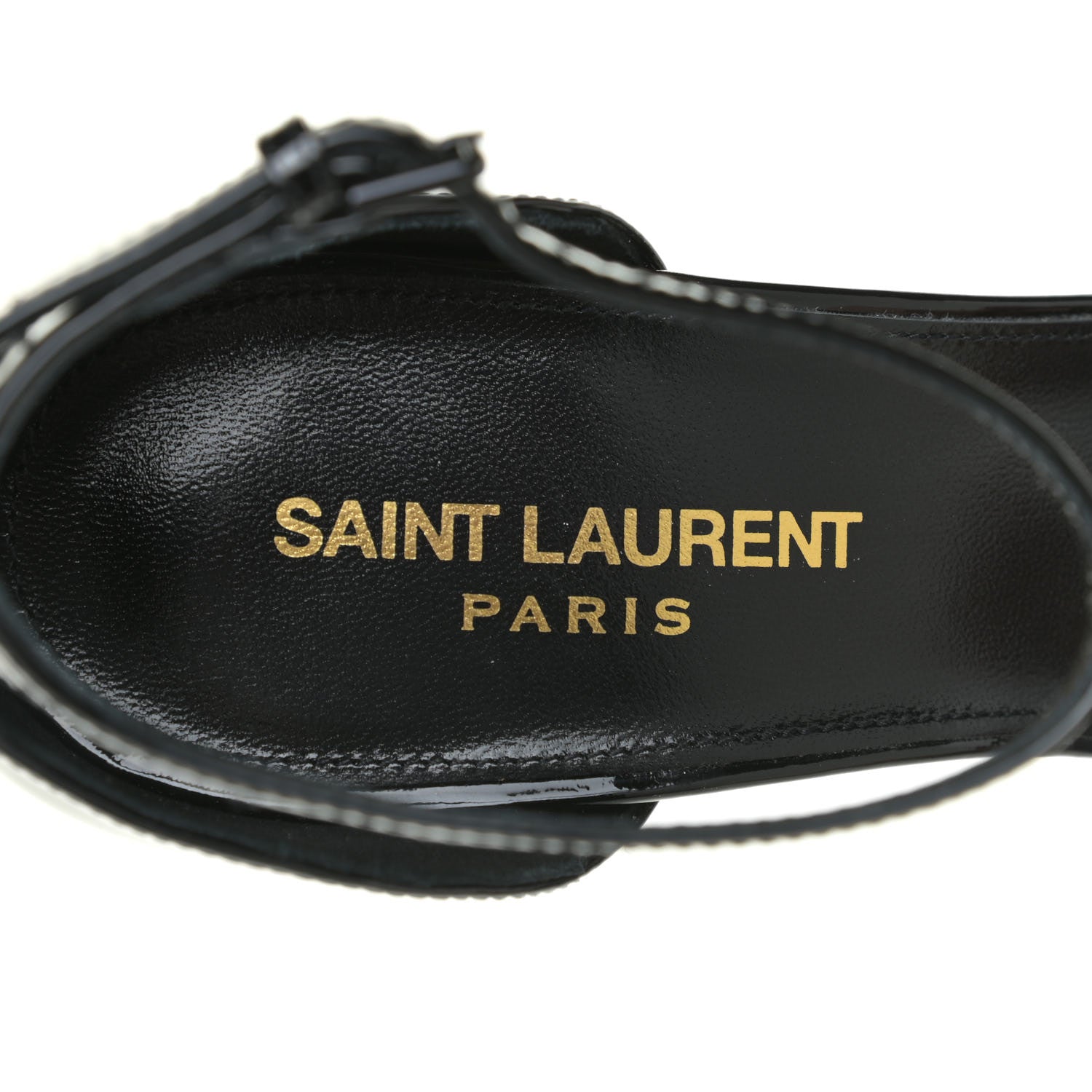 Saint Laurent Patent Calfskin Opyum 110 Sandals 37 Black Gold 11 of 14