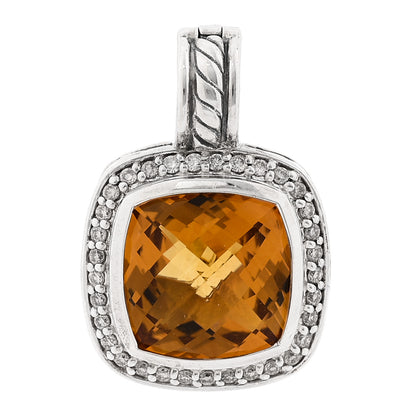 David Yurman Sterling Silver Diamond Citrine 11mm Albion Enhancer Pendant 1 of 4