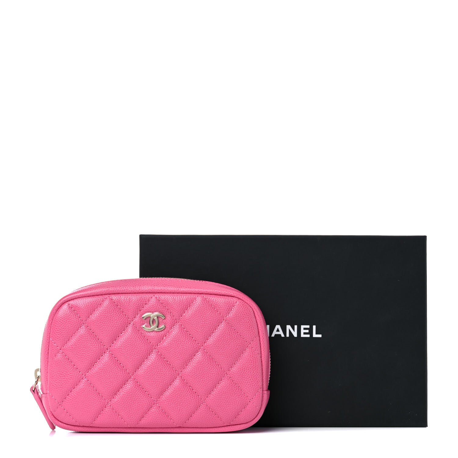 Chanel Caviar Quilted Small Curvy Pouch Cosmetic Case Pink 10 of 10