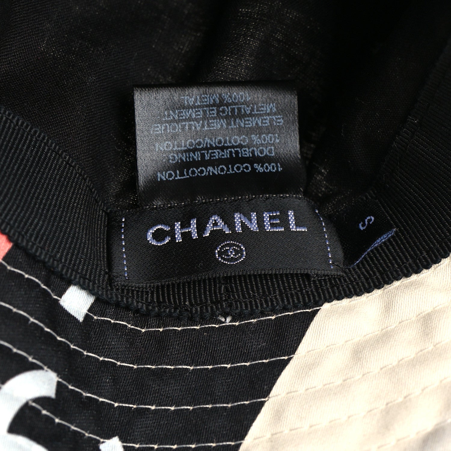 Chanel Cotton Logo Cloche Hat size S Ecru Black Pink 7 of 7