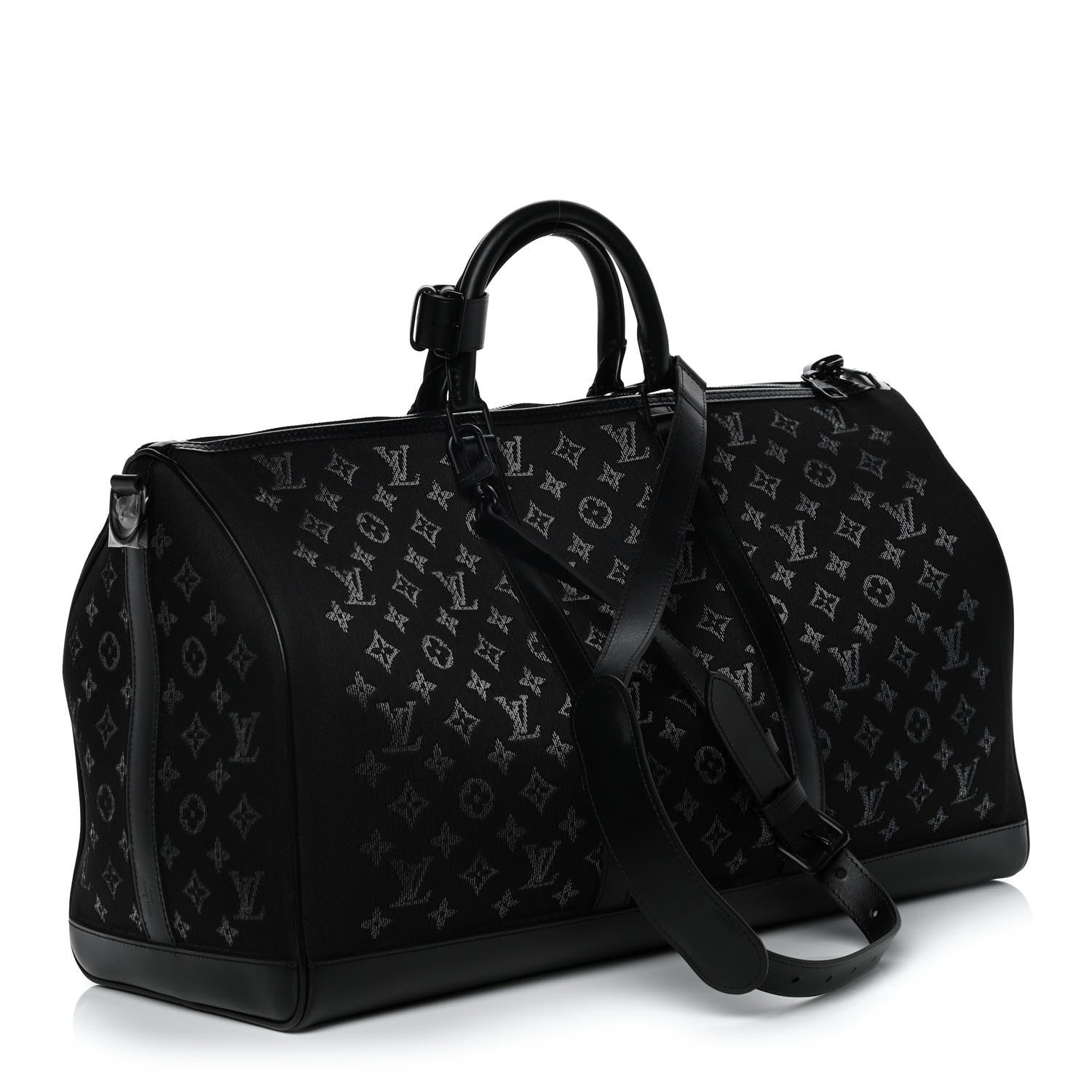 Louis Vuitton Jacquard Monogram Light Up Keepall Bandouliere 50 Black 6 of 28