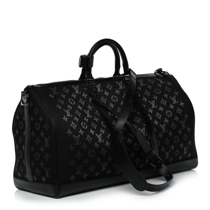 Louis Vuitton Jacquard Monogram Light Up Keepall Bandouliere 50 Black 6 of 28