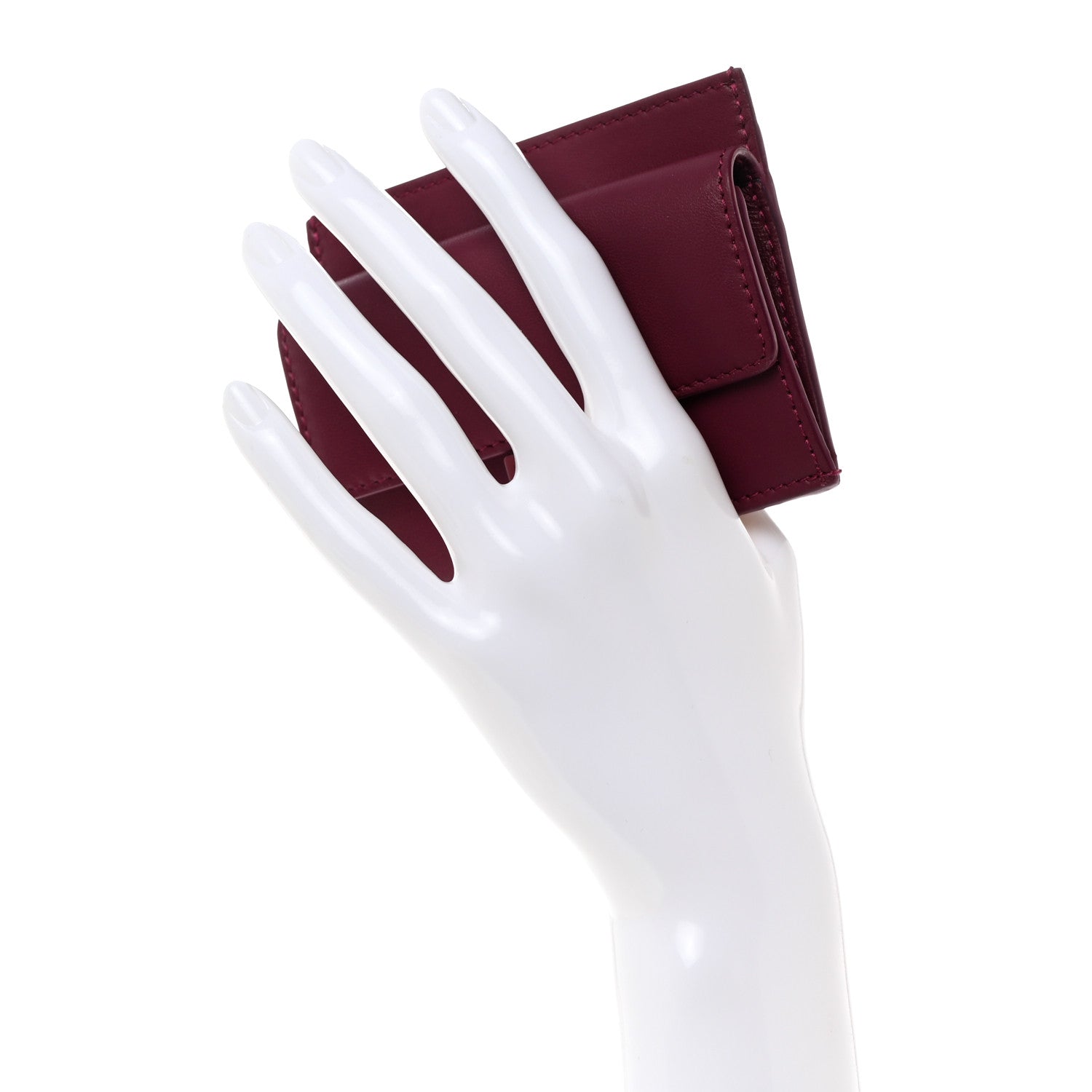 Fendi Nappa Matisse Enamel FF Diagonal Embossed Fold Over Card Holder Wallet Rosso Roma 2 of 8