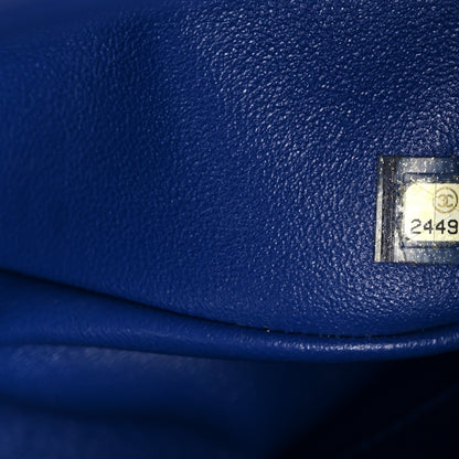 Chanel Lambskin Chevron Quilted Jumbo Double Flap Navy Blue 8 of 11