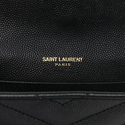 Saint Laurent Grain De Poudre Matelasse Chevron Small Monogram Envelope Wallet Black 6 of 6