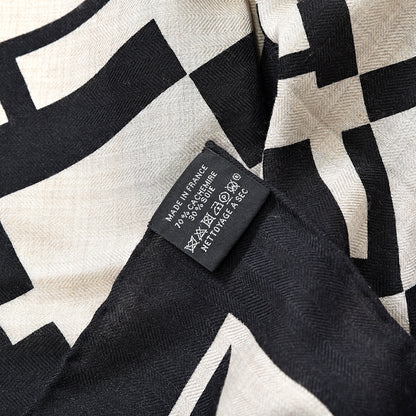 Hermes Cashmere Silk Op'H Shawl 140 Black Naturel 5 of 5