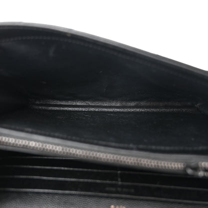 Saint Laurent Grain De Poudre Matelasse Chevron Monogram Monochrome Chain Wallet Black 5 of 16